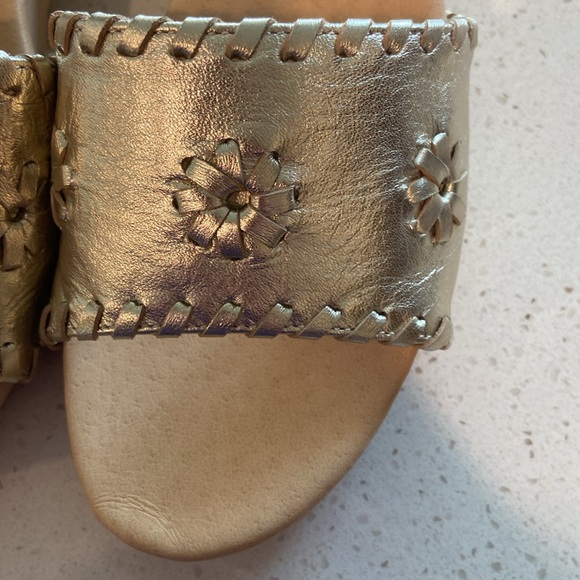 8 🔖 JACK ROGERS Leather Breaker Clog Sandals Platinum - Picture 5 of 10